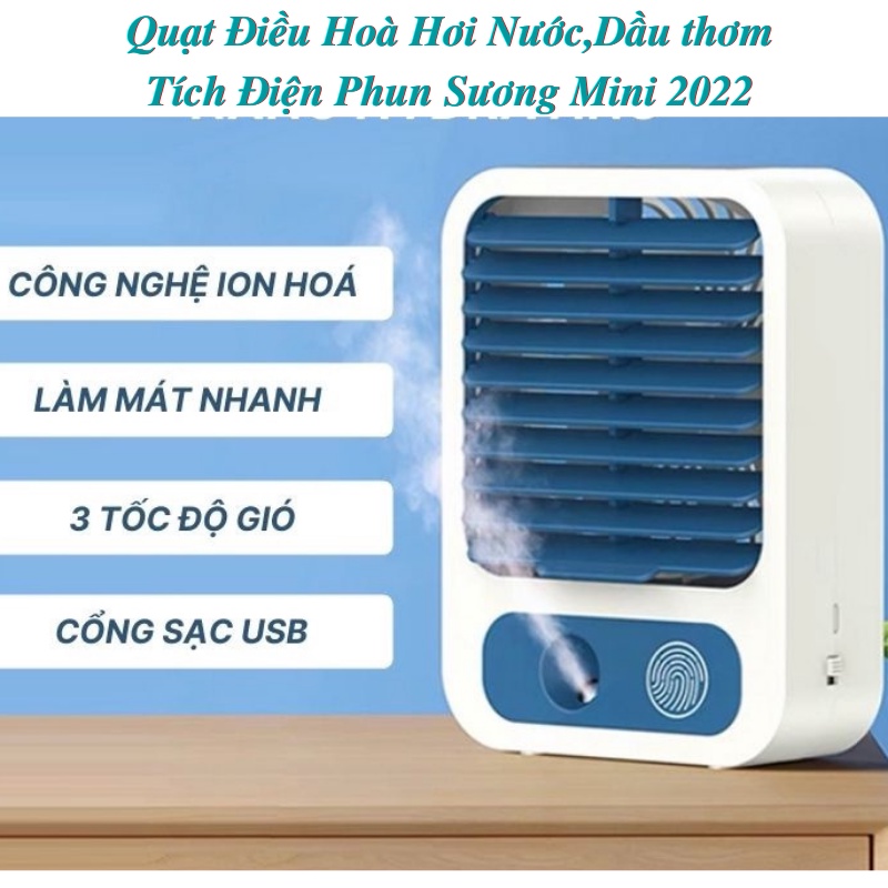 Quạt Tích điện phun xương tạo ẩm mini giá rẻ Quạt phun xương mini Công Suất 4.5W Để bàn,văn phòng,Picnic....