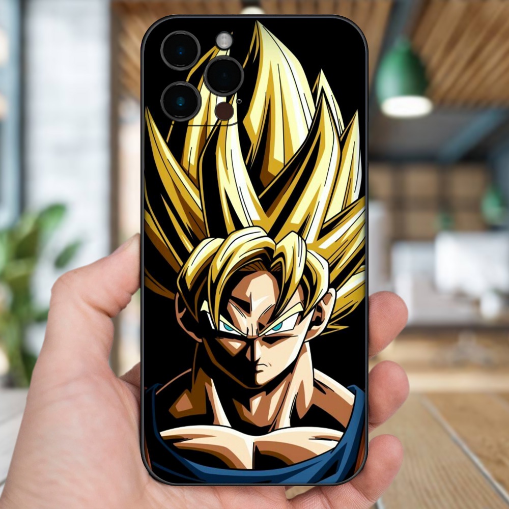 Ốp lưng iPhone 12 Pro Max dẻo đen cạnh vuông in hình Goku Dragon Ball