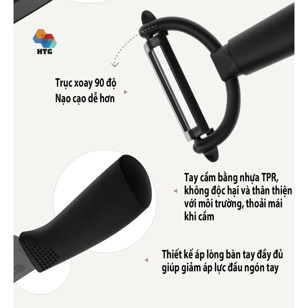 Bộ 4 Dao Nhiệt Gốm Nano Chống Dính Cắt Lát Thịt Cá, Trái Cây, Hoa Quả Xiaomi Huohou Hu0010 Hàng Chính Hãng