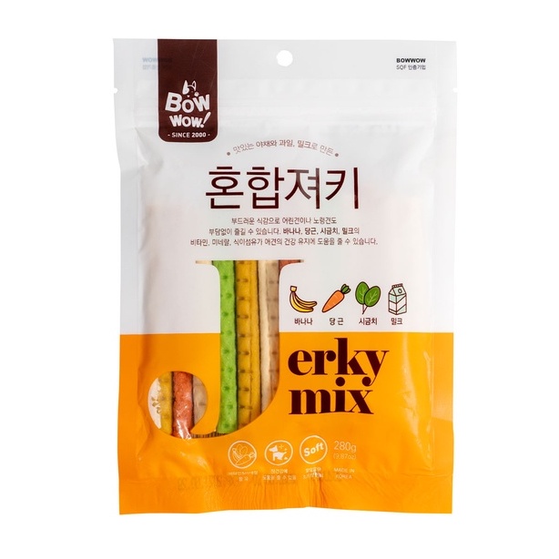 [DINH DƯỠNG CAO] JERKY HỖN HỢP CHO CHÓ BOWWOW BỊCH 280G - ĂN VẶT CHO CHÓ MÈO - BÁNH THƯỞNG CHO CHÓ MÈO