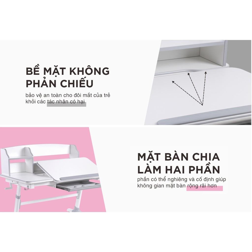 Bàn học sinh thông minh có thể điều chỉnh độ cao, có giá sách BR-E503