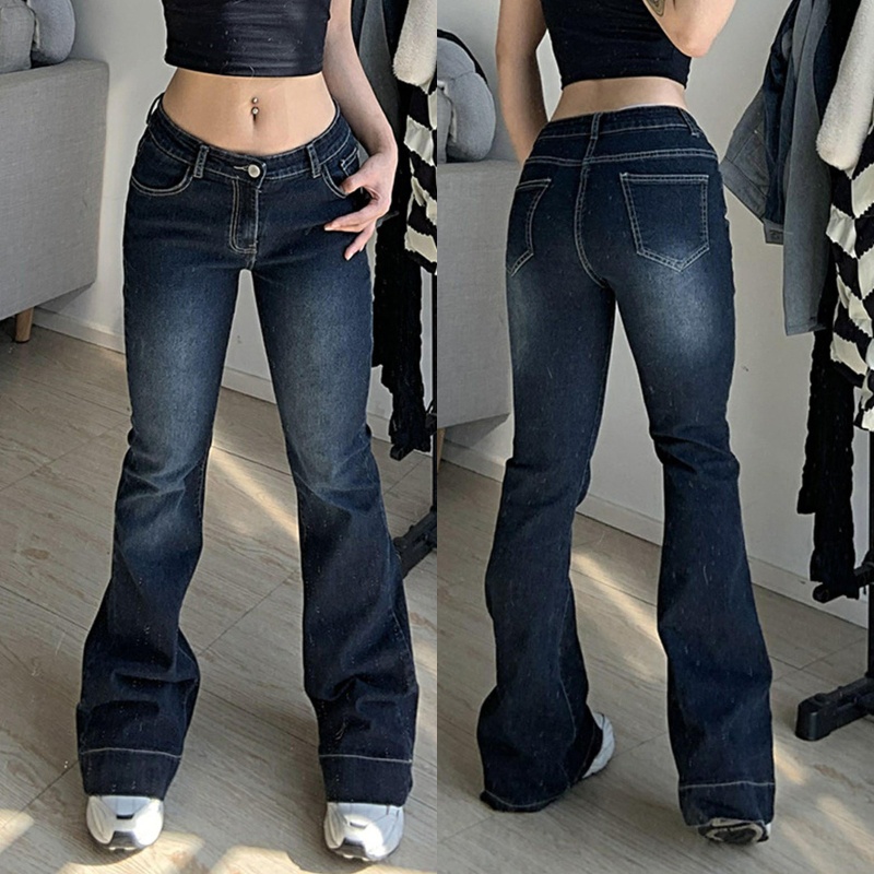 Quần Jeans Dài Ống Loe Thời Trang Dành Cho Nữ