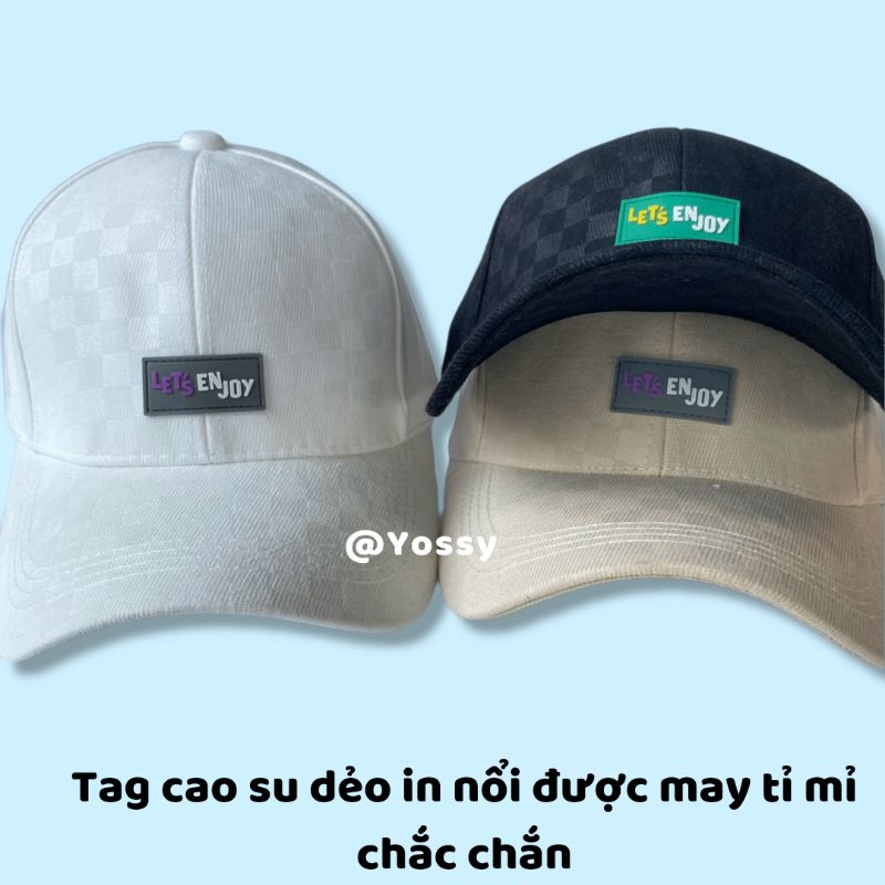 Mũ lưỡi trai Yossy Let's Enjoy Phong Cách Hàn Quốc ❤ Nón Kết caro nam nữ Unisex