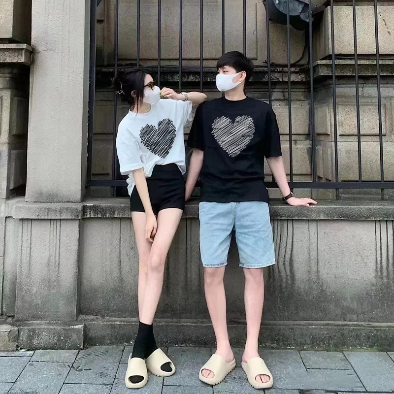 Áo Thun Cổ Tròn Ngắn Tay Dáng Rộng Phong Cách Hàn Quốc Giản Dị Dễ Phối Đồ Dành Cho Cặp Đôi 3XL