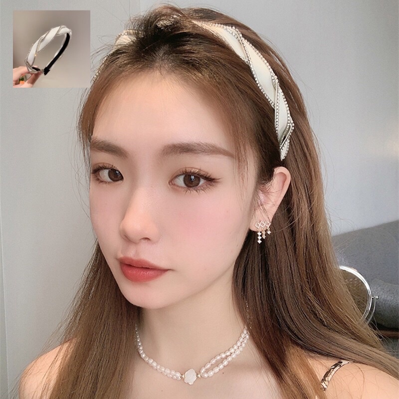 Băng đô tóc xoắn đính đá Hàn quốc