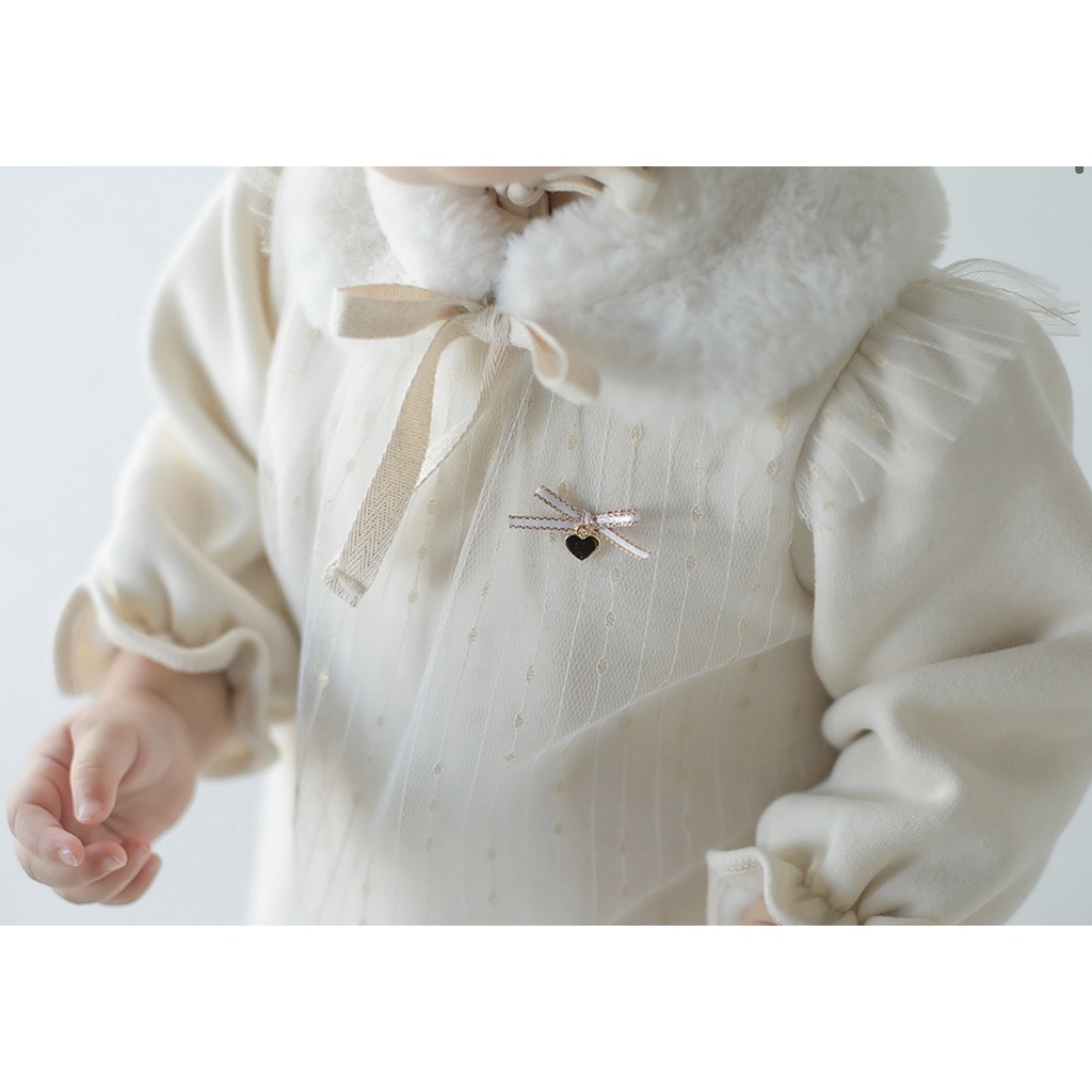 SET VÁY DARLING NỈ BÔNG, CỔ LÔNG MỀM CHO BÉ GÁI