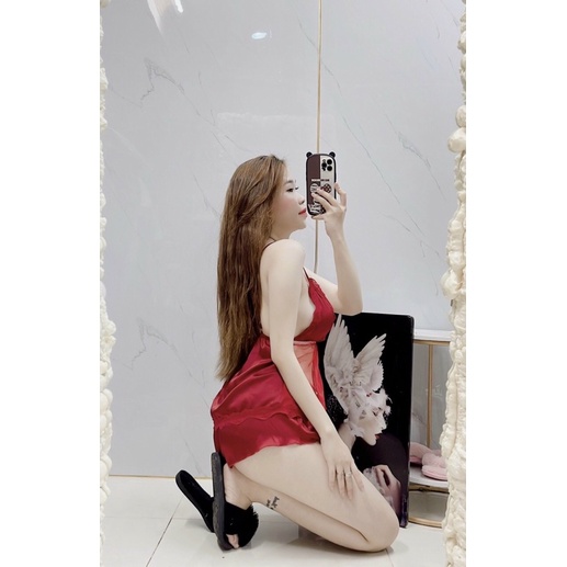 ❤️HOT❤️ Đồ Ngủ Sexy- Bộ Ngủ Sexy Cao Cấp Satin Thiết Kế Có Mút Ngực (Túi Zip Xịn )
