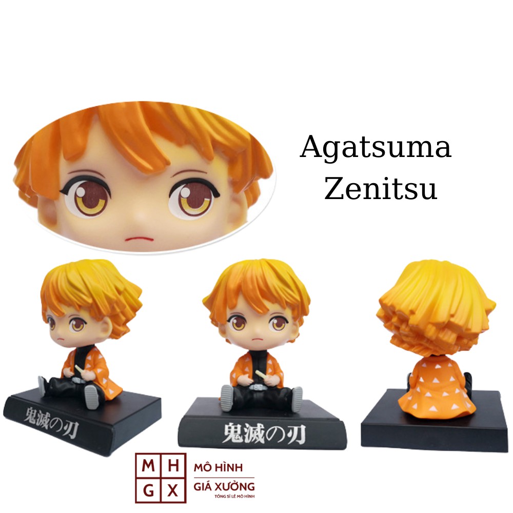 Mô Hình Agatsuma Zenitsu Chibi lắc đầu Thanh Gươm Diệt Quỷ -Kimetsu no Yaiba -Trang trí taplo ô tô - Trang trí bàn