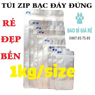 1KG Túi Zip Bạc Đáy Đứng Đủ SIZE Lựa Chọn, Dùng Đựng Thực Phẩm, Bột, Hạt Tiện Dụng An Toàn, Túi Zipper Dày Đẹp