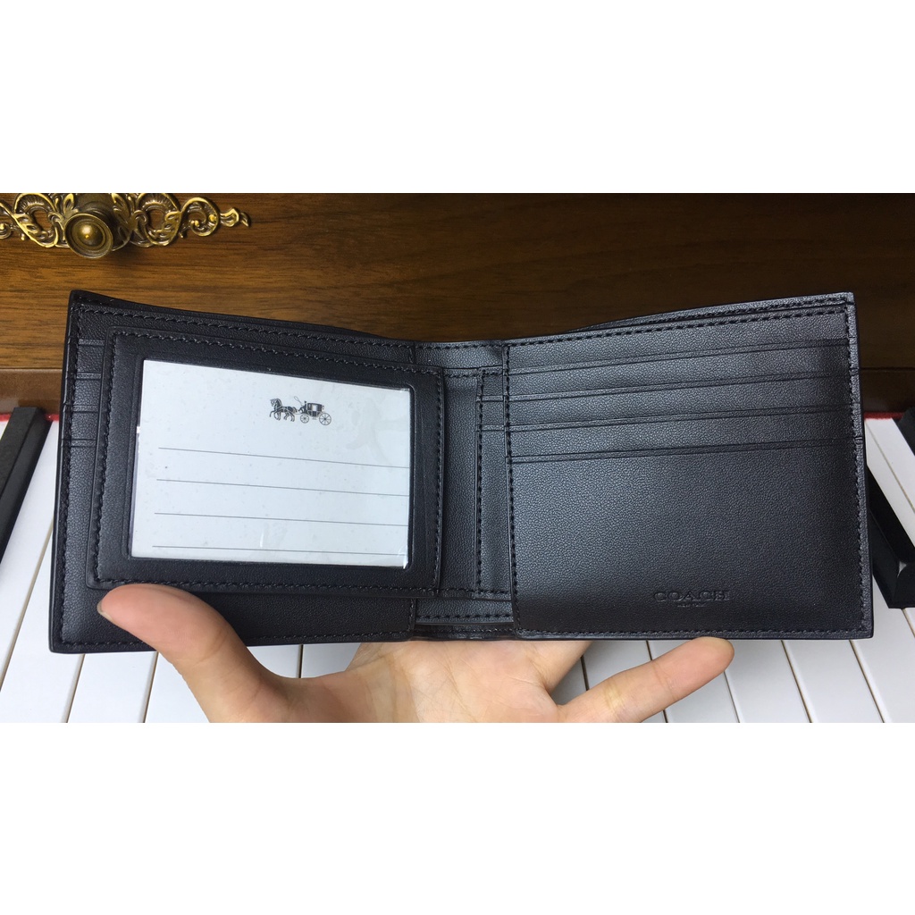 Ví Coach Nam Compact Id Wallet In Signature Canvas