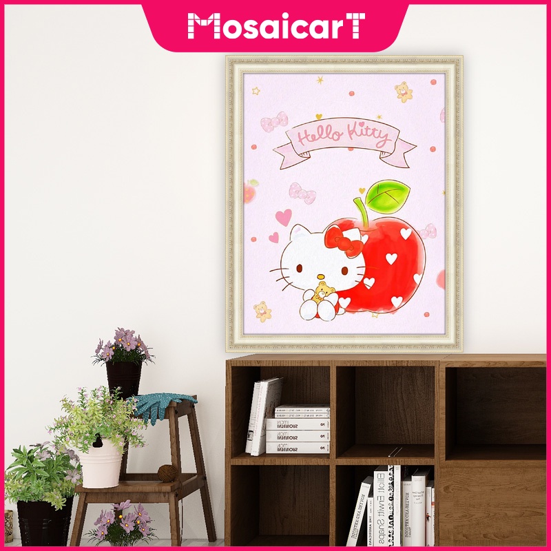 Bộ Tranh Đính Đá 5D Tự Làm Hình Hello Kitty Dễ Thương Kích Thước 30x40cm / 40x50cm