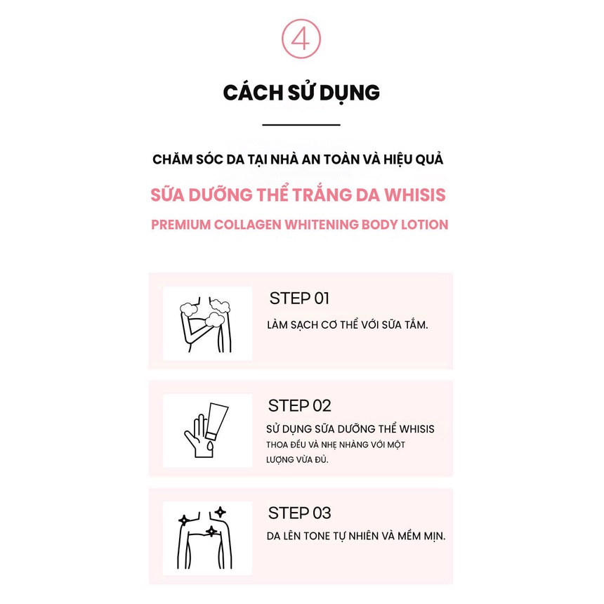 Kem dưỡng thể trắng da chống nắng Whisis Premium Collagen Whitening Body Lotion 200ml
