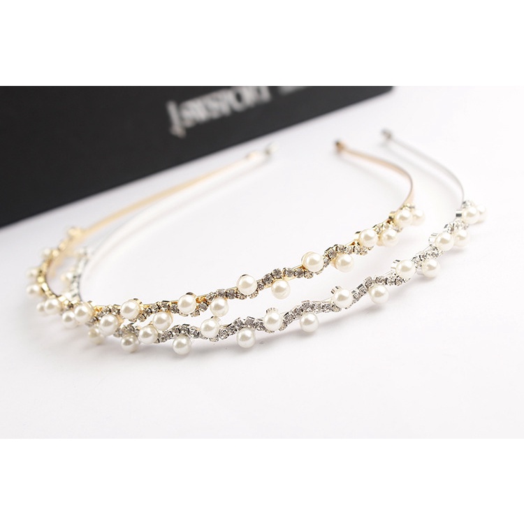 Băng Đô Cài Tóc Đính Ngọc Trai Thời Trang Đơn Giản Cho Nữ