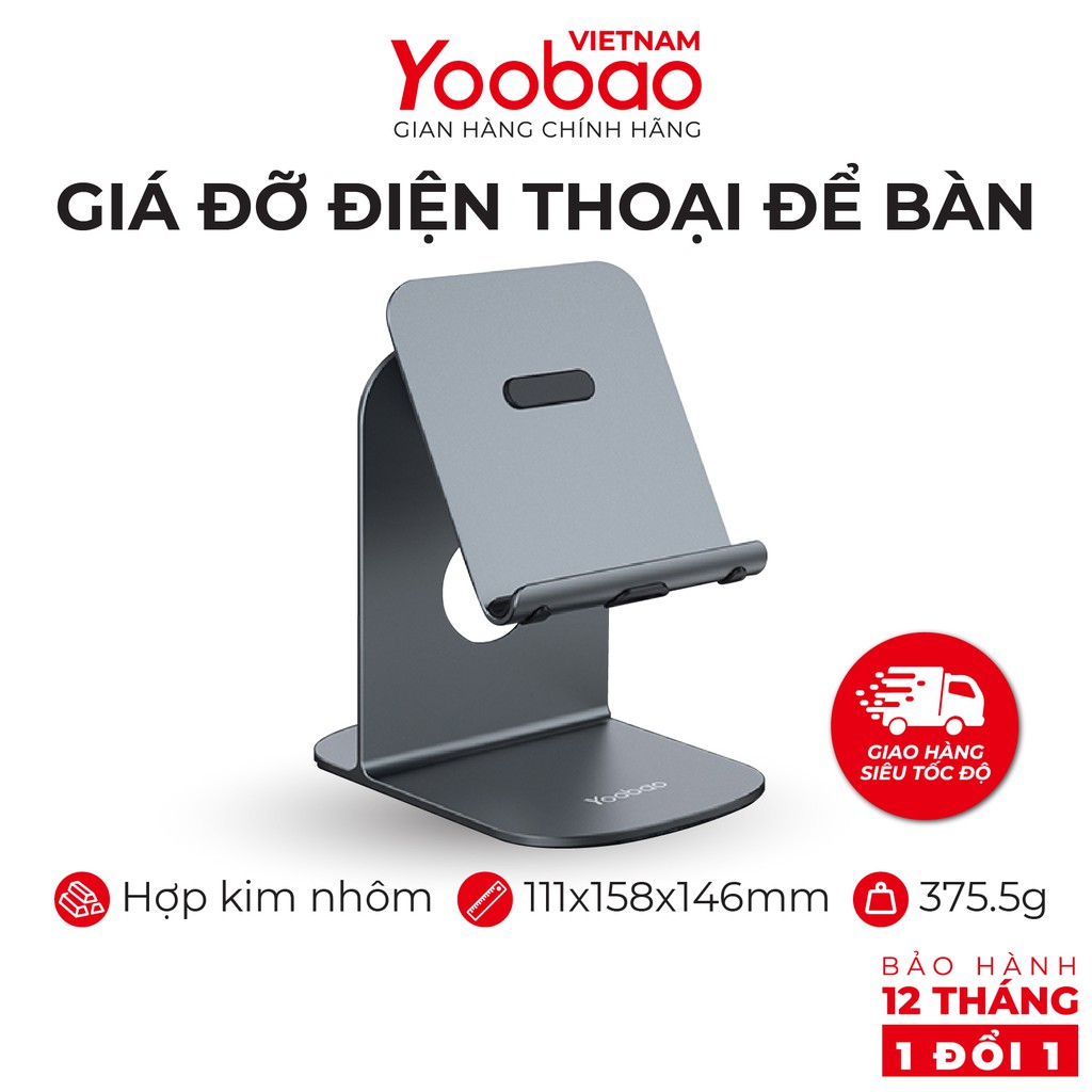 Giá đỡ điện thoại để bàn YOOBAO B5 - Hợp kim nhôm - Điều chỉnh độ cao - Hàng chính hãng - Bảo hành 12 tháng