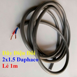 [DAPHACO] Dây Điện Đôi 2x1.5 - Lẻ 01 Mét Dây Pha Tròn Xám 2 Lớp Vỏ Bọc PVC