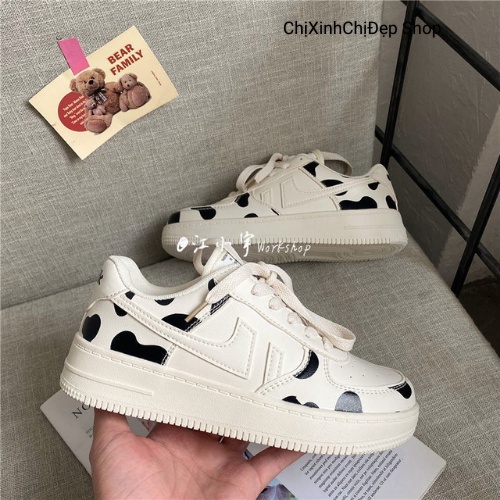 Giày sneaker nữ bò sữa thời trang thể thao đẹp đế bằng độn af1 hot trend 2021