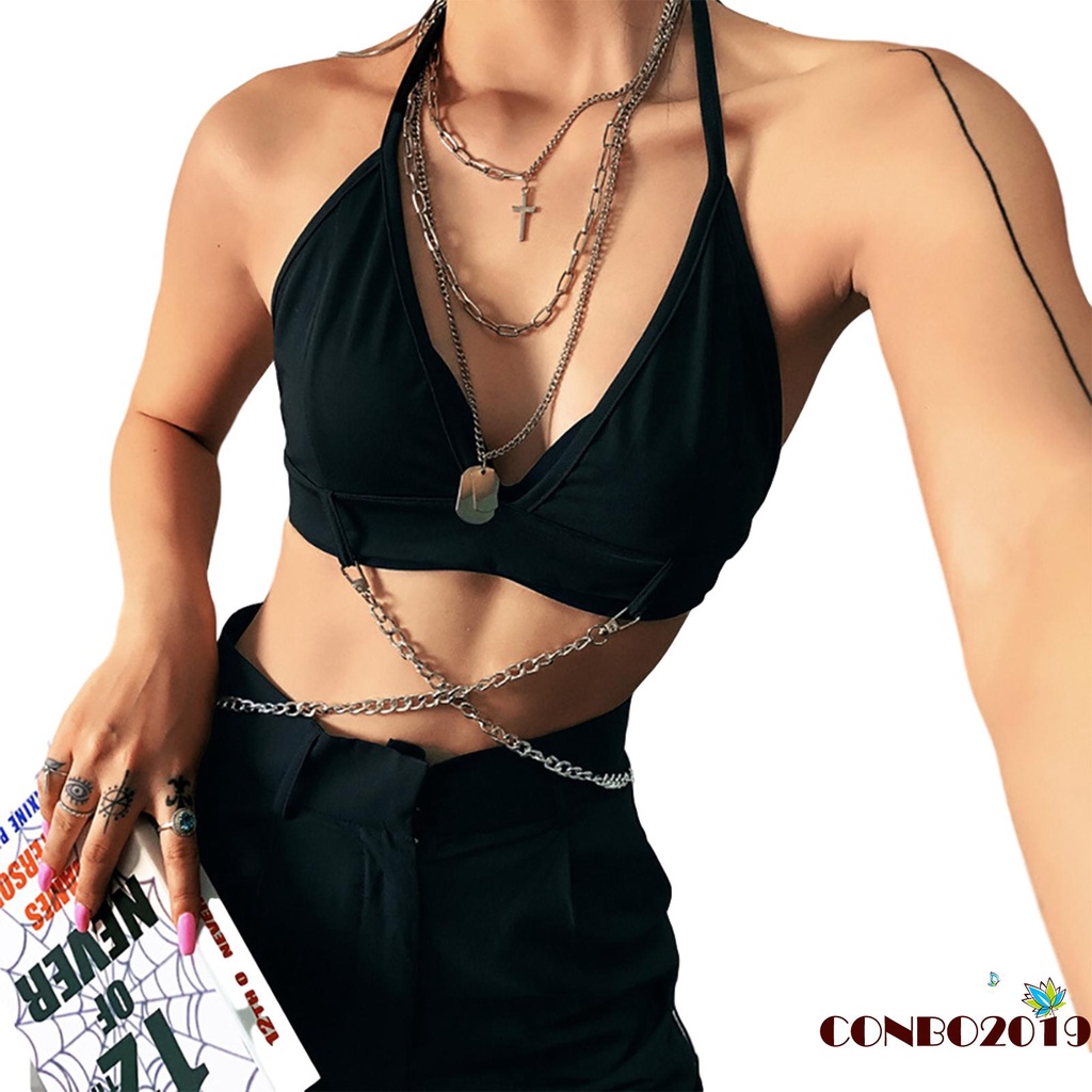 Áo Lửng Hai Dây Cổ Sâu Phong Cách Quyến Rũ Dành Cho Nữ