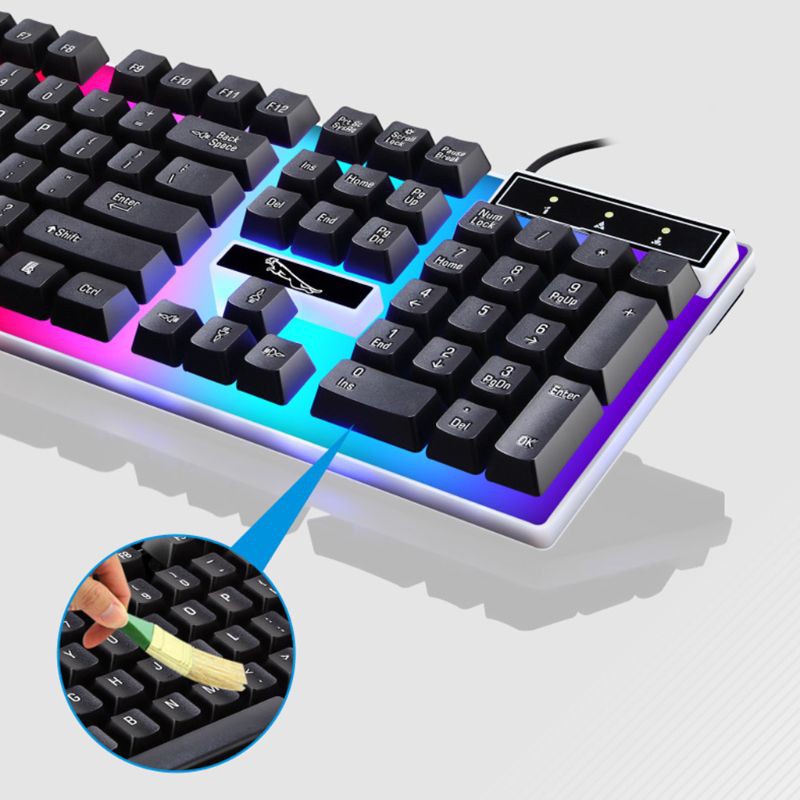 Combo Bộ Phím Chuột Máy Tính Văn Phòng Để Bàn PC Laptop Giả Cơ Goldtech GT200 Có Led RGB Đổi Màu Bảo Hành 12 Tháng