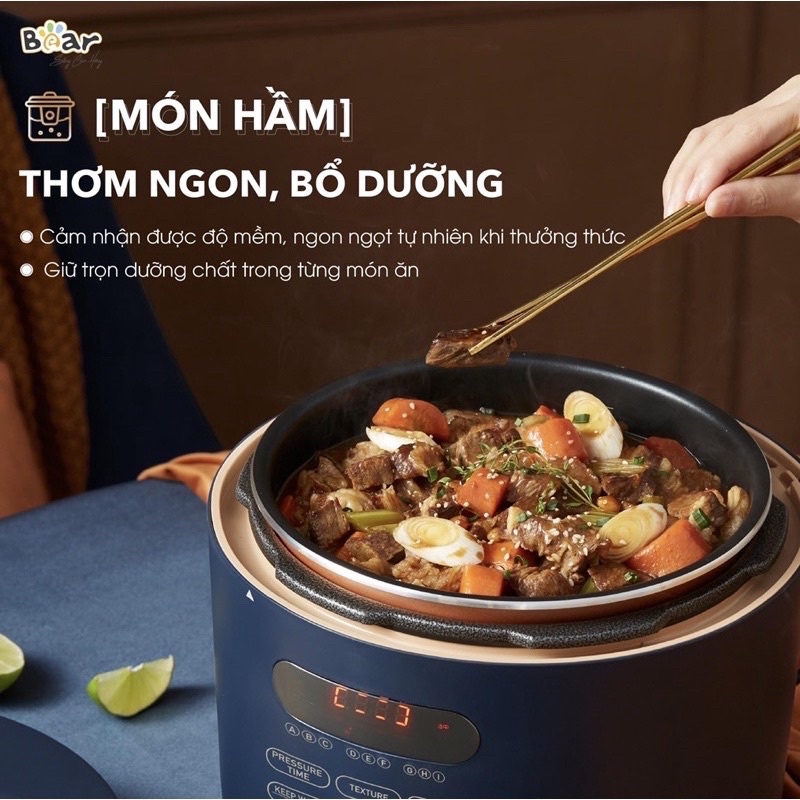 Nồi áp suất điện , nồi cơm, hầm cháo đa năng Bear 5L