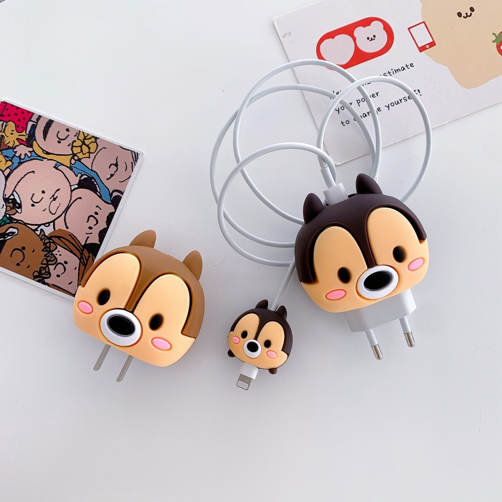 Phụ Kiện Bảo Vệ Dây Cáp Sạc Iphone 18w 20w Hình Doraemon Minions