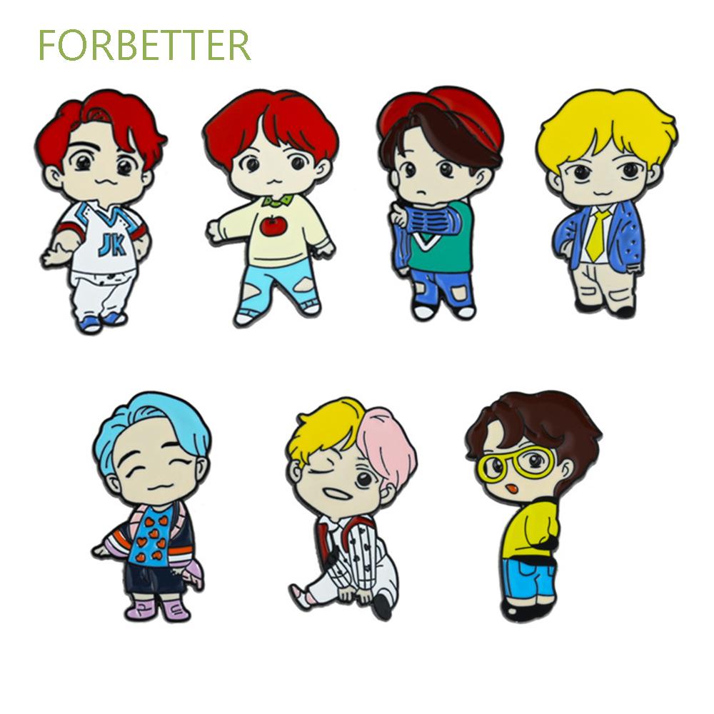 Ghim Cài Áo Họa Tiết Hoạt Hình Cho Fan Hâm Mộ Nhóm Nhạc Bts