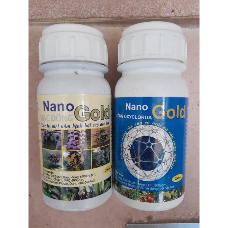 BỘ 2 CHAI NANO BẠC ĐỒNG VÀ NANO ĐỒNG OXYCLORUA ĐẶC TRỊ NẤM BỆNH VI KHUẨN LỌ 250ML