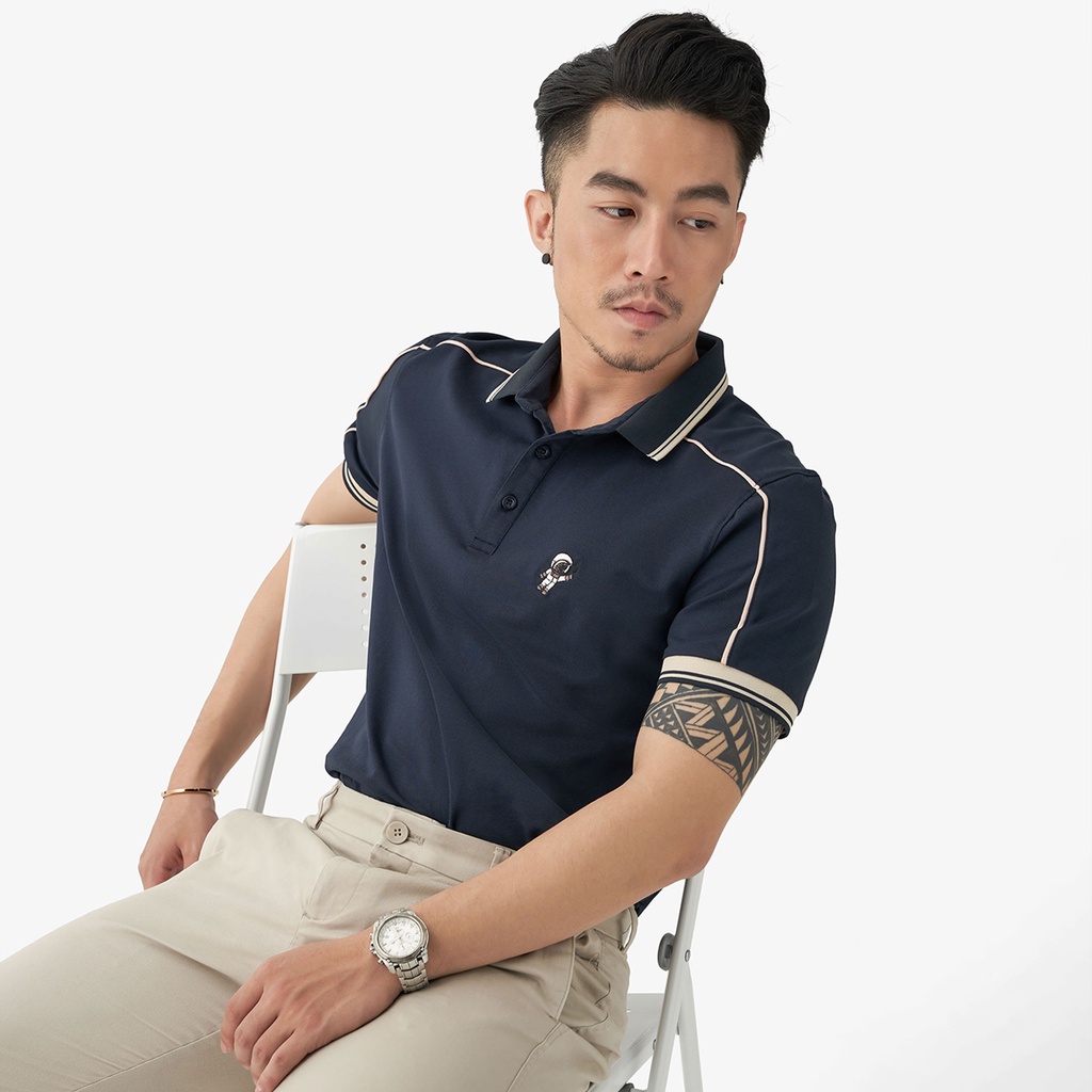 Áo thun POLO Mio nam phối cổ thêu logo phi hành gia chất thun cực mát vải mềm phong cách trẻ trung  - AHSTORE