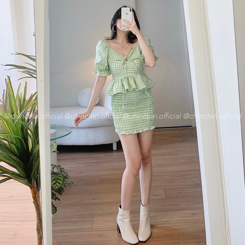 SET CARO XANH NHÚN CHỈ H3745