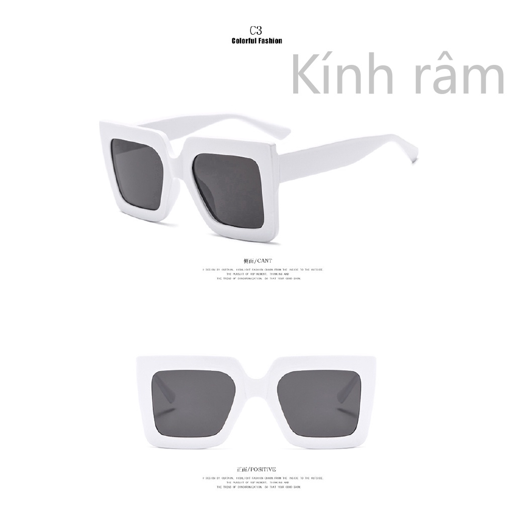 Kính mát hình vuông màu đen thiết kế mới 2019