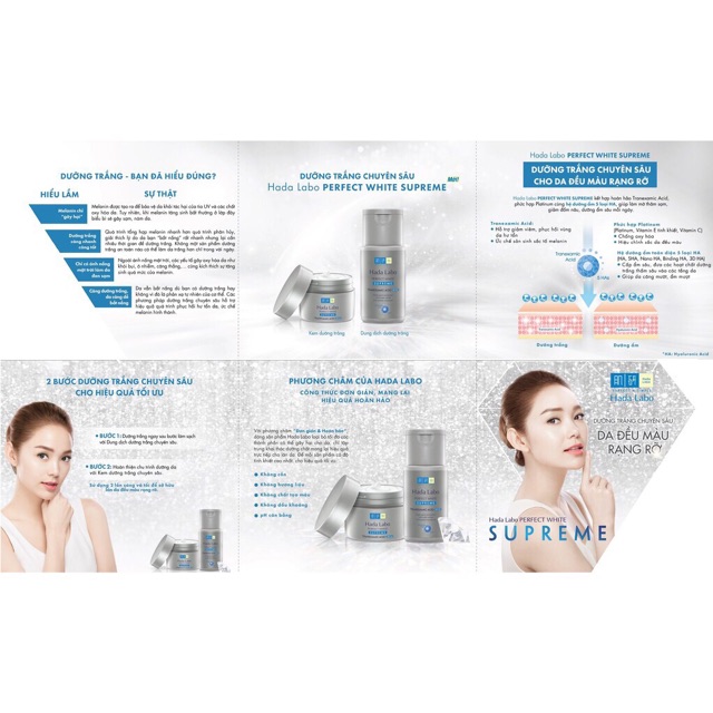 Combo dưỡng trắng toàn diện Hadalabo Perfect white Superme