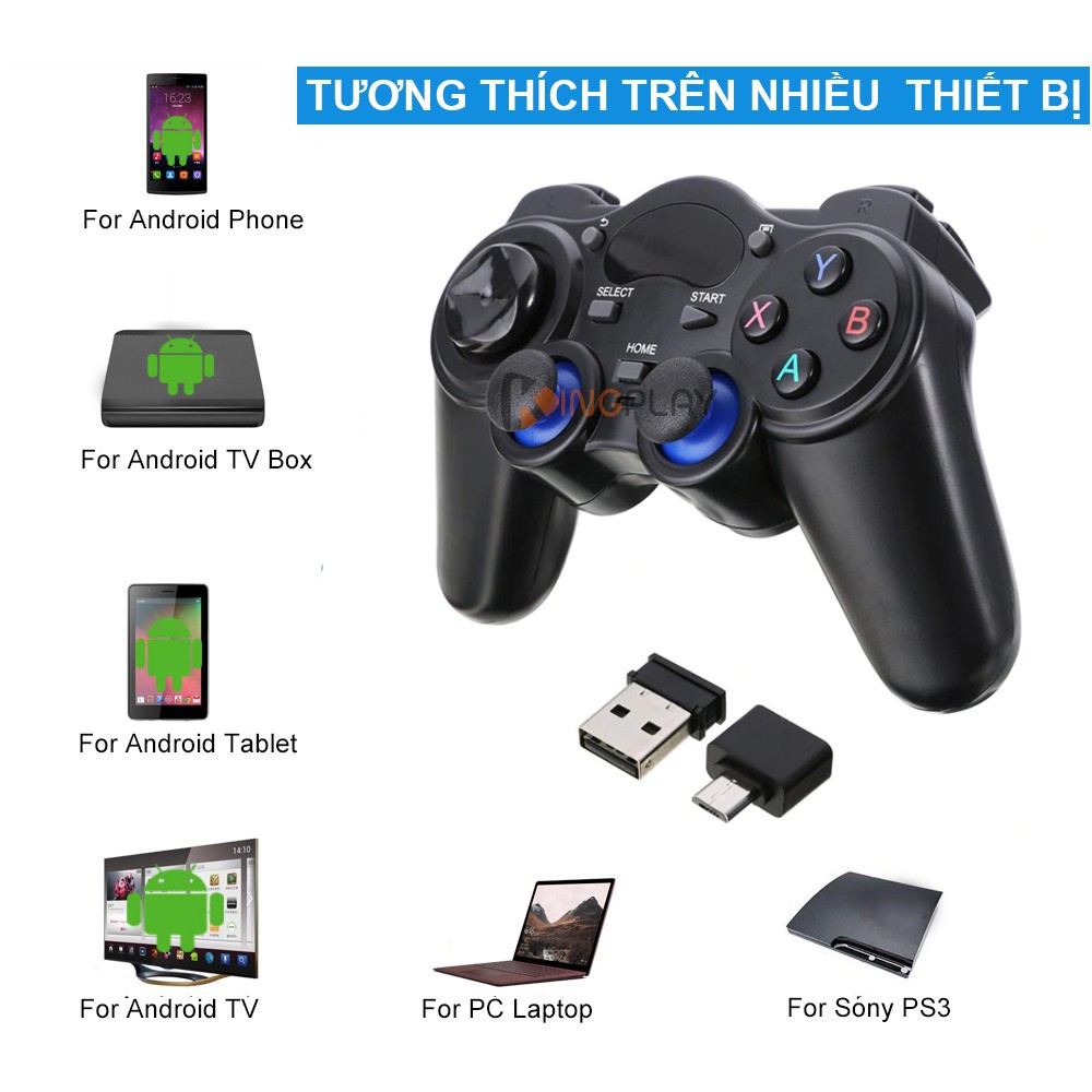 Tay cầm chơi game không dây USB Bluetooth 2.4G Tay chơi Game PC / Laptop / Điện Thoại / TV Android / TV Box