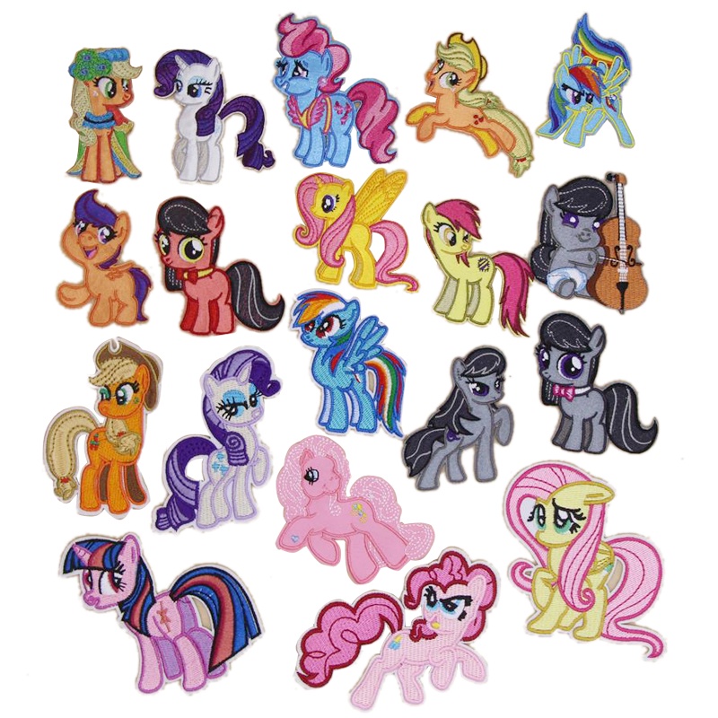 My little pony series Miếng Dán Vải Thêu Tay Màu Tím yuejiaer Mềm Mại hiếm Thêu Huy Hiệu Quần Áo Có Thể Ủi Được diy Trang Trí Điện Thoại Khách Sạn