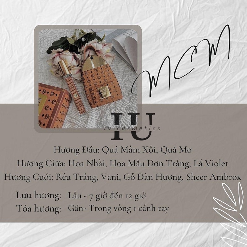 Nước hoa nữ MCM EDP 75ml - Dầu thơm hương vani ngọt ngào nữ tính trẻ trung - iu.cosmetics