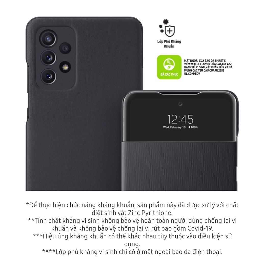Bao Da Samsung Galaxy A72 Smart S View Wallet Cover - Hàng Chính Hãng Nguyên Seal