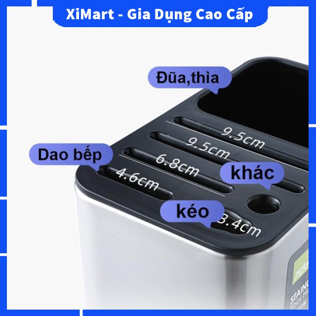 [MỚI] Giá cắm dao đũa thìa Inox 304 cao cấp - Kệ để dao thìa hình vuông đứng tiện lợi bảo hành 24 tháng - XiMart