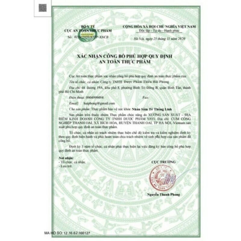 Nhân sâm tê thống linh malaysia