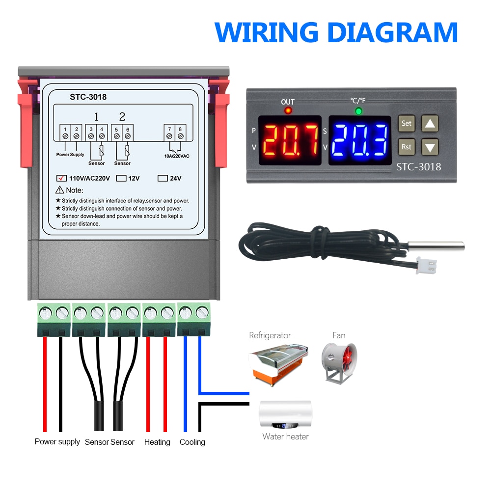 Bộ Điều Khiển Nhiệt Độ STC-1000 STC-3000 STC-3008 STC-3018 LED 12V 24V 110V 220V
