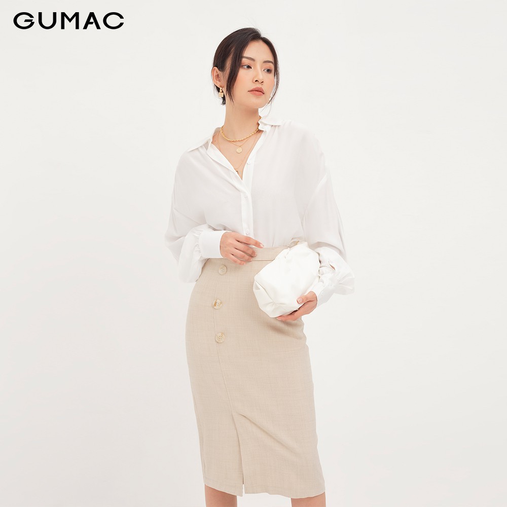 Chân váy nữ phối 3 nút GUMAC VA12121 | BigBuy360 - bigbuy360.vn