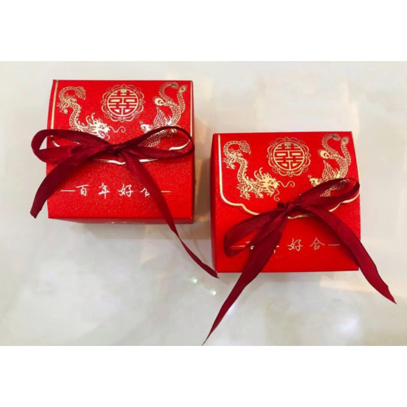 Hộp bánh pía thắt nơ siêu xinh trang trí mâm quả cưới