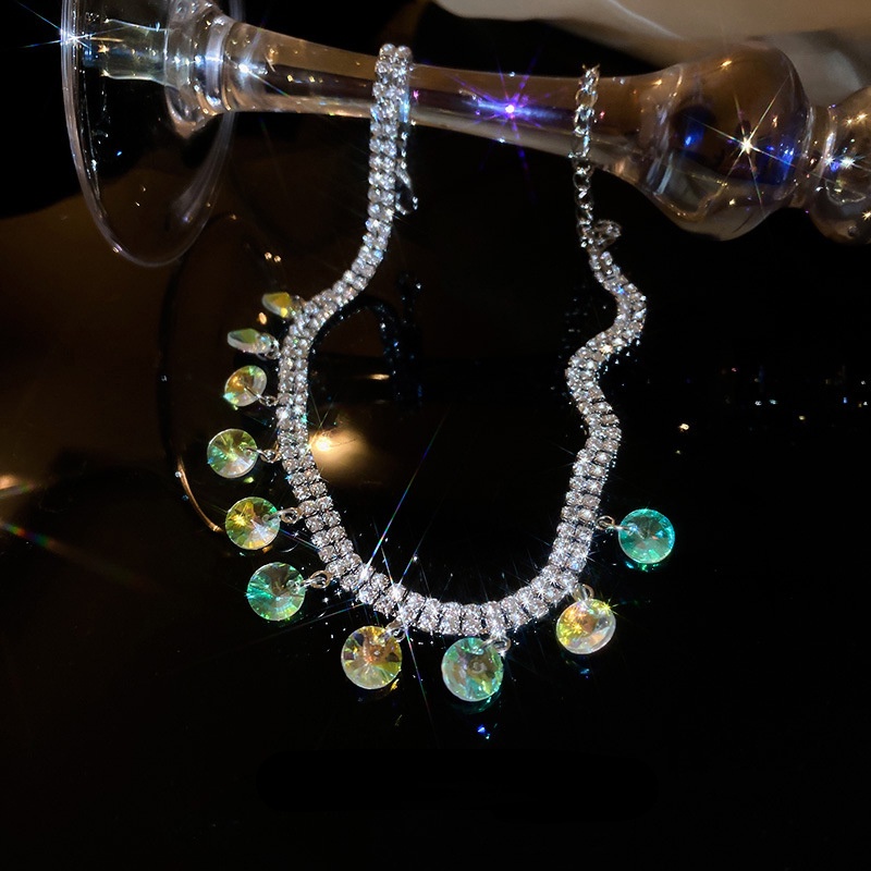 Vòng cổ Mặt Tròn Đính Đá Sang Trọng Thời Trang Cho Nữ