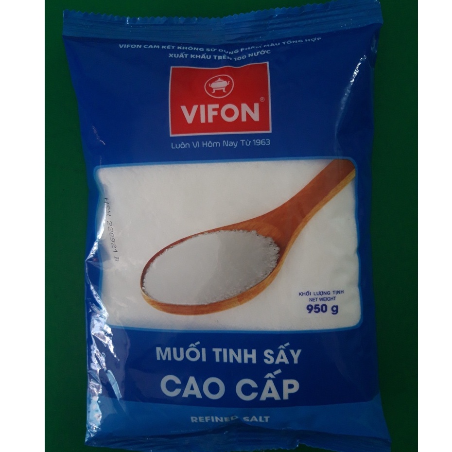 Muối tinh sấy cao cấp Vifon gói 950g date: 09/2022