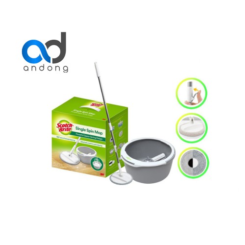 Bộ Cây Lau Nhà 360 Độ Cải Tiến 3M Scotch Brite Single Spin Mop