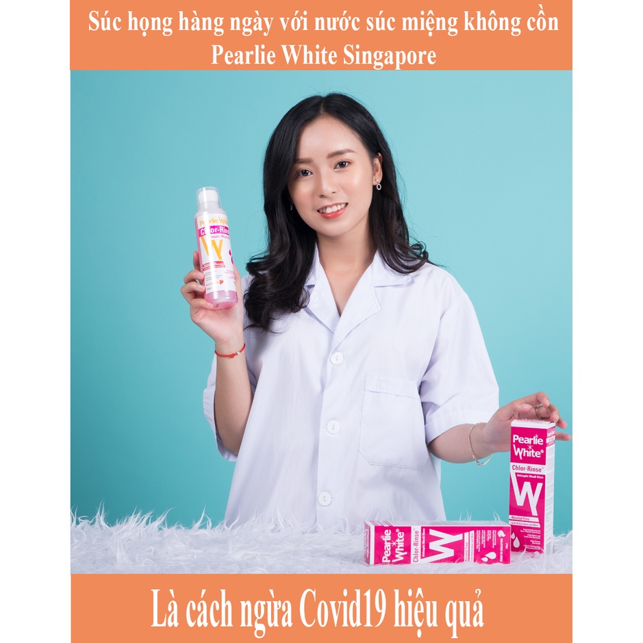 Nước súc miệng Pearlie White Singapore chứa 0.2% Chlorhexidine KHÔNG CHỨA CỒN sát khuẩn