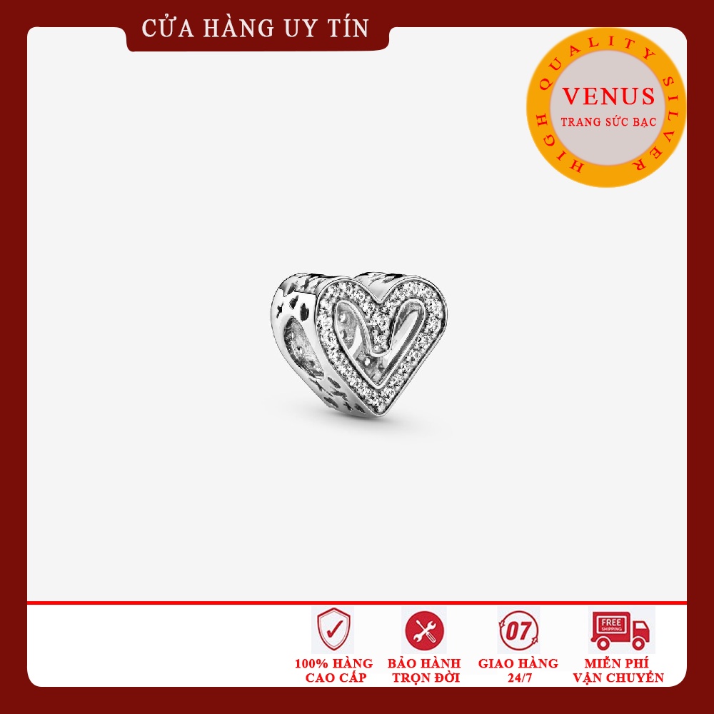 [Charm bạc 925 cao cấp] Charm bạc trái tim 1 viền đá liền- Mã sản phẩm VENUST1V