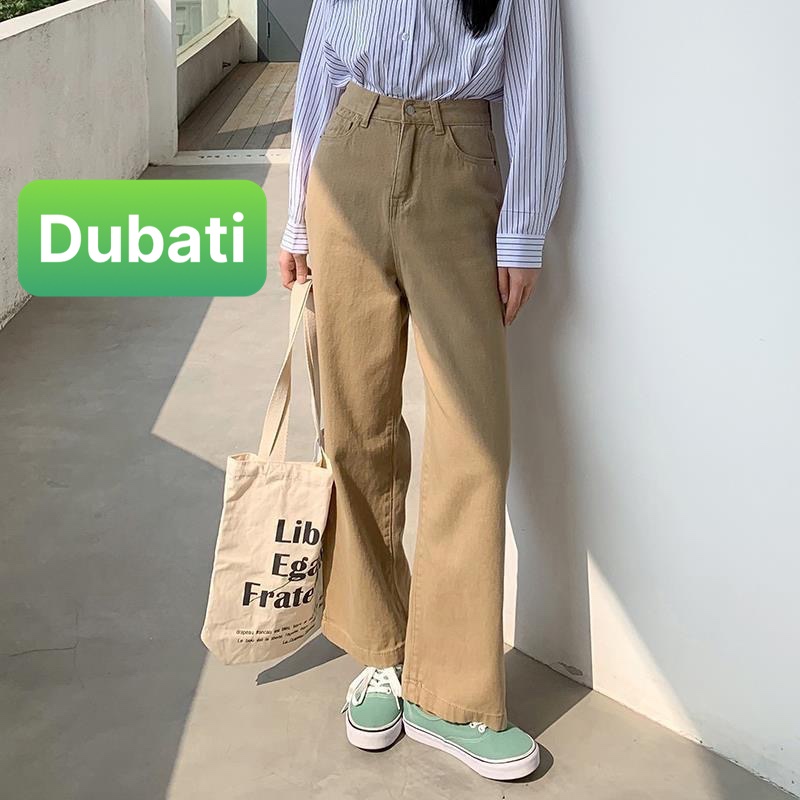 QUẦN JEANS CHẤT BÒ , KAKI ỐNG SUÔNG RỘNG NÂU SỮA CẠP CAO DÀI CHÂN SIÊU TÔN DÁNG PHONG CACH SANG CHẢNH MÙA HÈ- DUBATI FAS