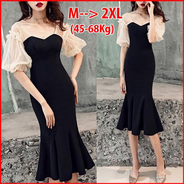 SHOPPRO - THỜI TRANG DỰ TIỆC - ĐẦM ÔM BODY DỰ TIỆC KIỂU ĐẦM ÔM DÁNG ĐUÔI CÁ PHỐI TAY LƯỚI PHỒNG CÁCH ĐIỆU 3225 3178 3305