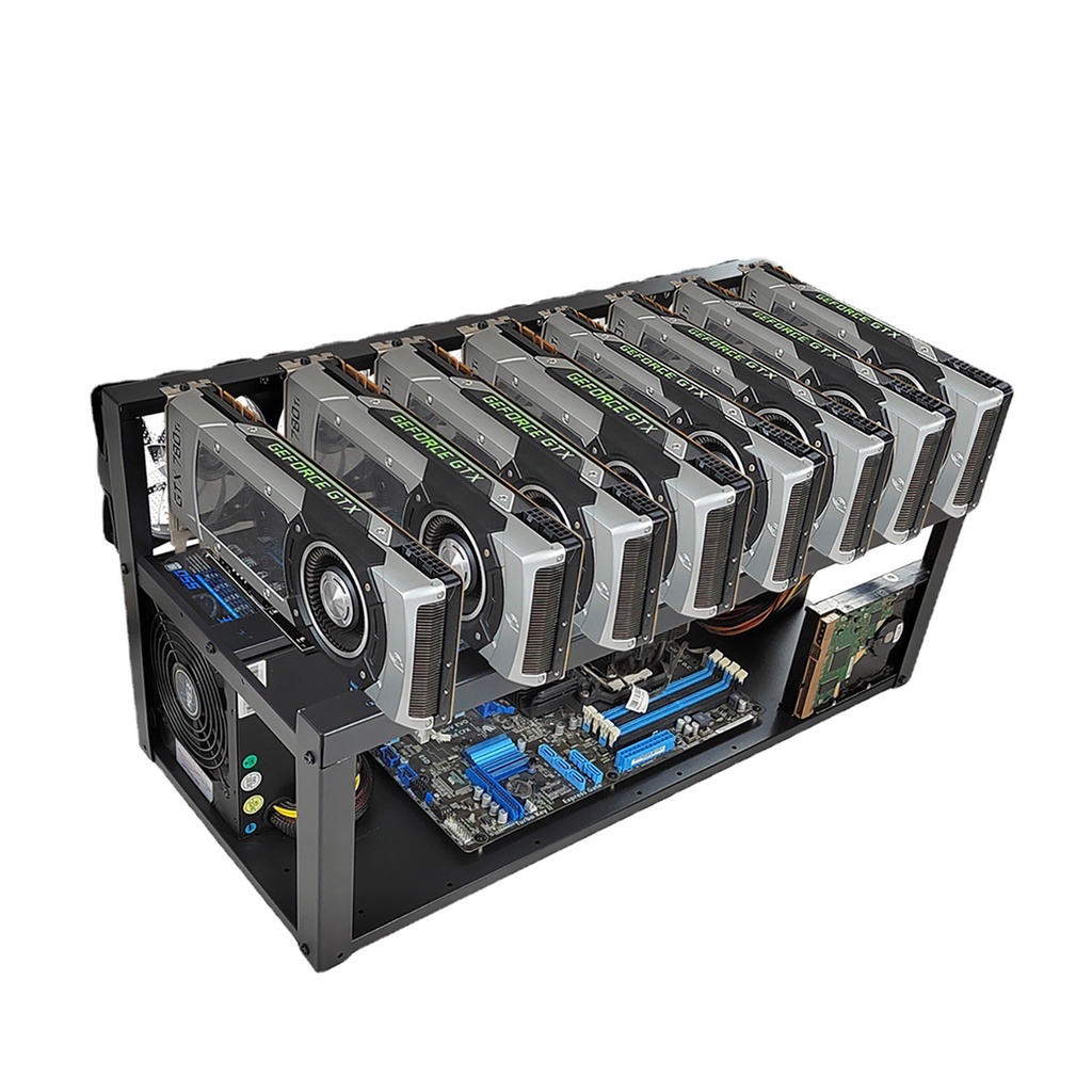 Bộ Khung Thân Máy Đào Bitcoin 6/8 GPU Bằng Thép