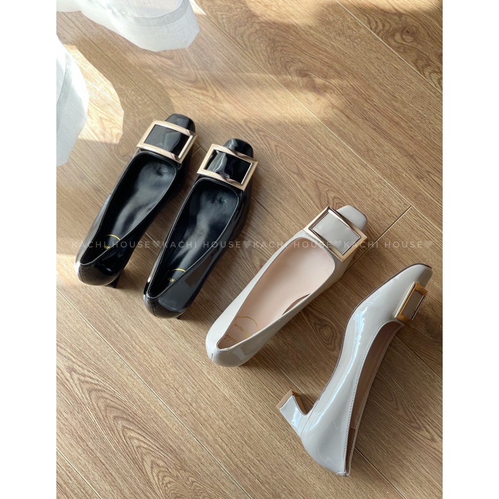 Giày cao gót da bóng đá vuông gót 5cm 606-1