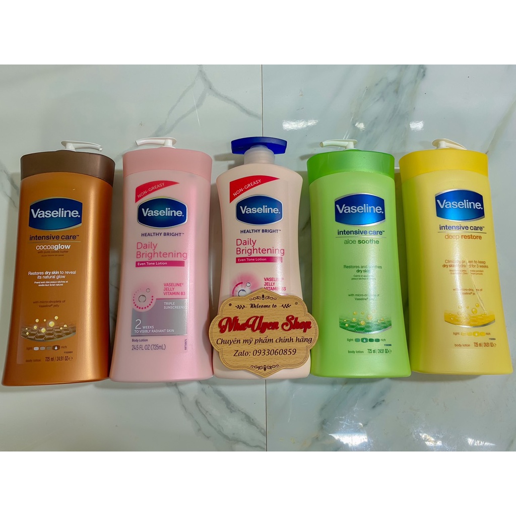Kem, sữa dưỡng thể VASELINE Healthy nâng tone cho da 725ml chính hãng