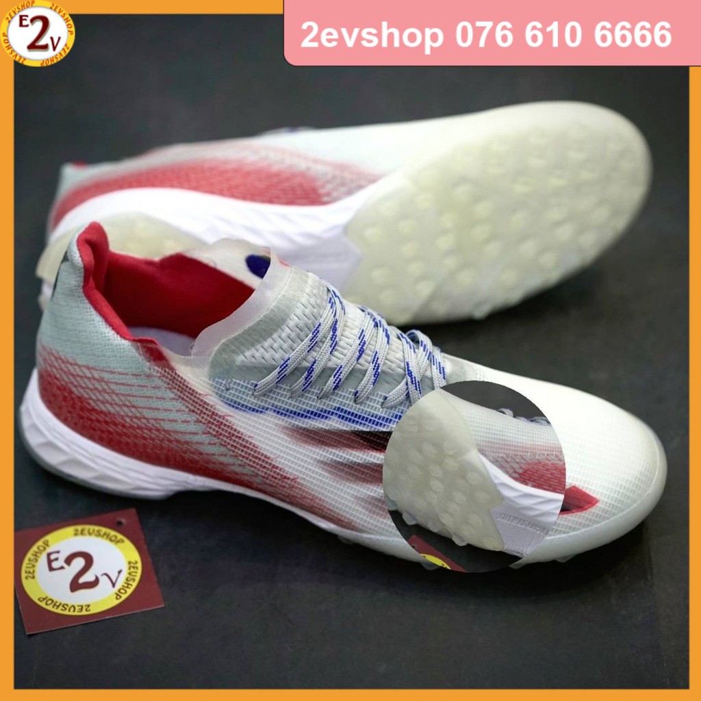 Giày đá bóng thể thao nam 𝐗 𝐆𝐡𝐨𝐬𝐭𝐞𝐝 Xám Đỏ dẻo nhẹ, giày đá banh cỏ nhân tạo chất lượng - 2EVSHOP